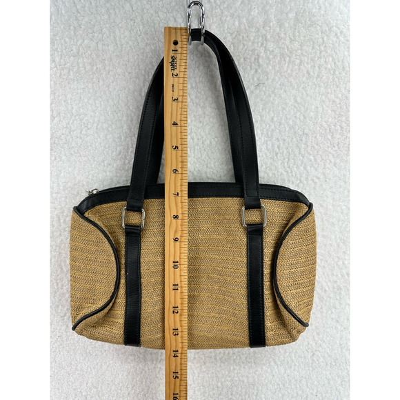 Maxx New York Womens Shoulder Bag Purse Beige Straw & Leather Dual Handle - Picture 6 of 9